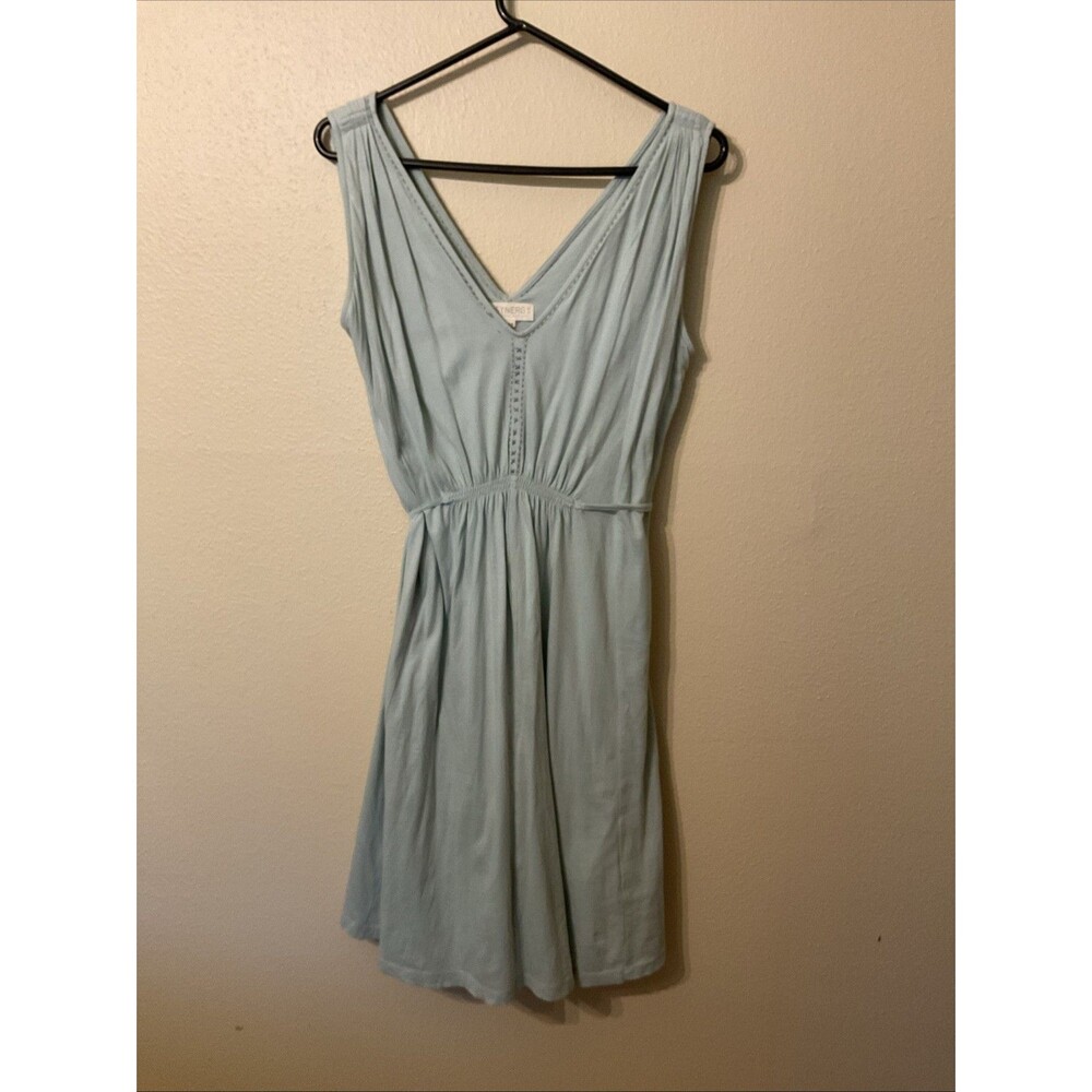 Synergy Soft Organic Cotton Sleeveless V Neck Smocked Waist Midi Dress Women's M